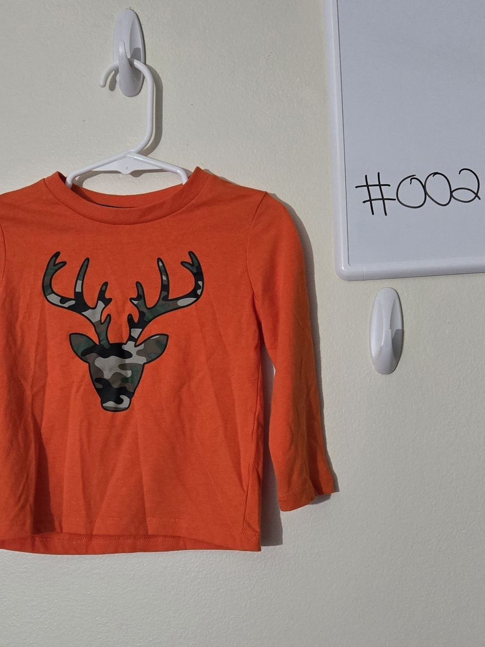 Falls Creek 18M Bright Orange Long Sleeve Tee with Camo Deer Head #0028
